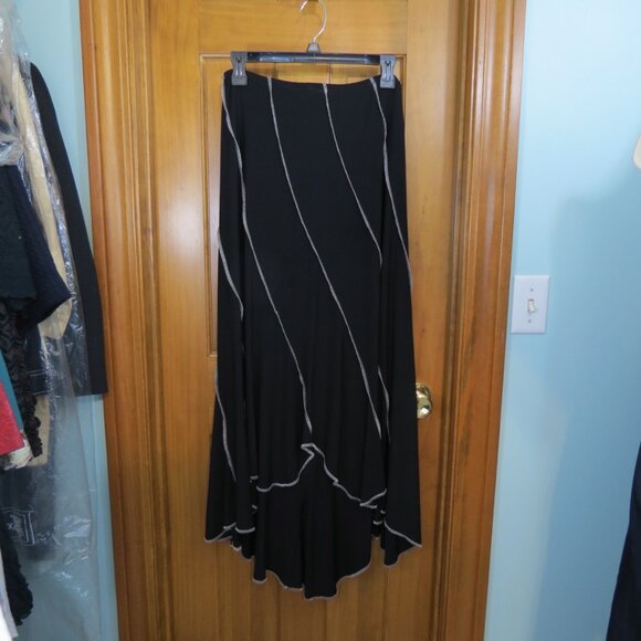 Joseph Ribkoff Black Bias Cut High Low Knit Skirt Size 10 - Picture 5 of 8